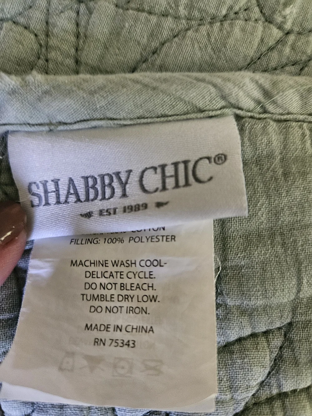 Shabby Chic Quilted Bedspread in Sage Green